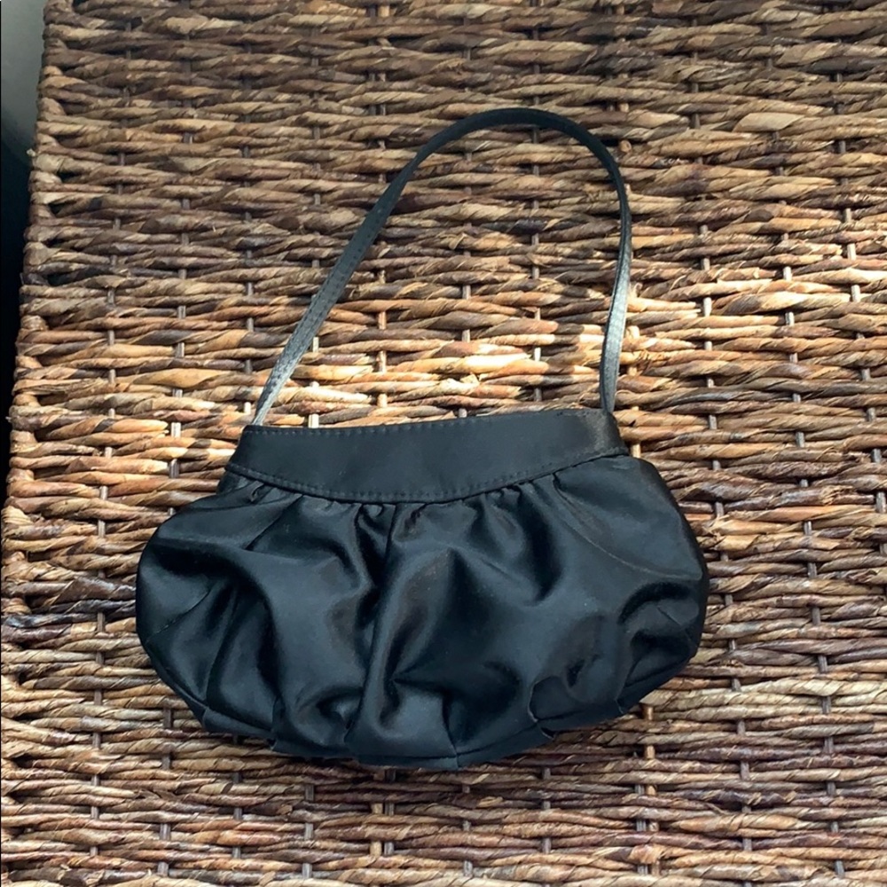 Black silky formal handbag